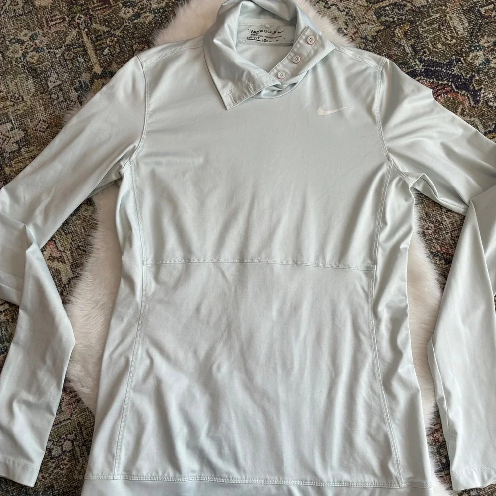 Nike Golf‎ Dri-FIT Long Sleeve Top Mint Green Button Collar  Women Medium Tall